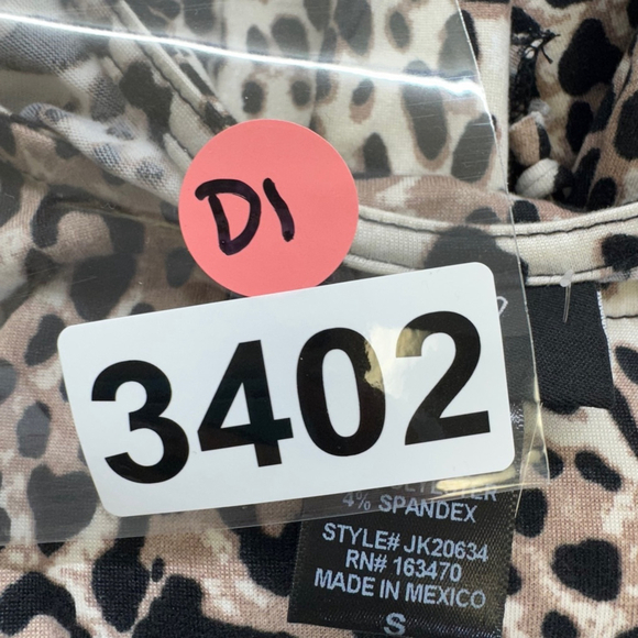 Women's Just Polly Top Size S Brown Animal Print Long Sleeve NWT - Picture 6 of 6